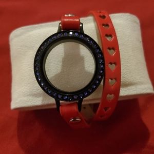 Red Heart wrap locket bracelet